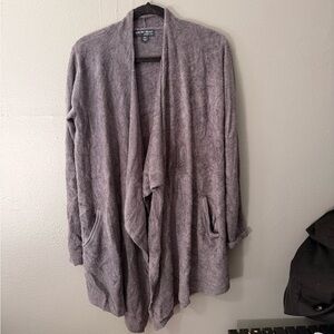 Barefoot Dreams Purple Gray Open Front Cardigan S/M